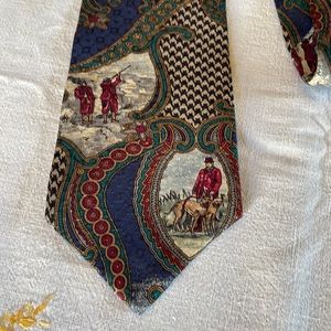 Spencer & Lowe vintage silk paisley tie with hunting motif